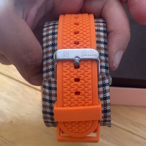 NWOT Men's Joshua & Sons JS55BU Swiss Chronograph Silicone Strap Watch - Picture 4 of 5